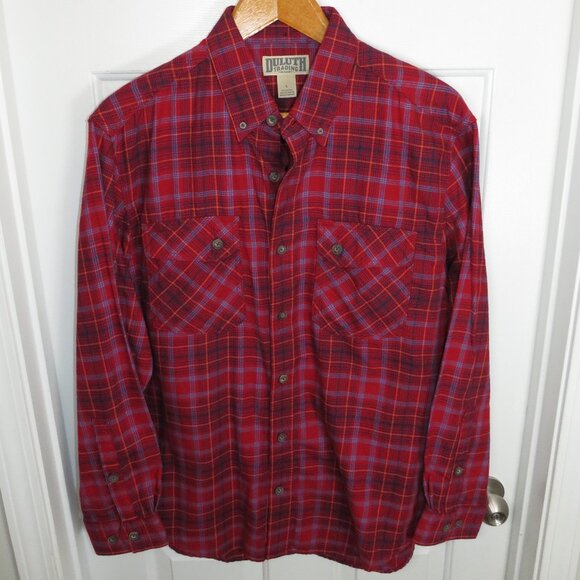 Duluth Trading Co. Men's LG Button Up Long Sleeve Plaid Flannel Shirt NWOT - Picture 1 of 7